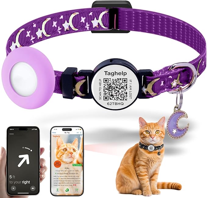 Breakaway Cat Collars with Bell Moons Stars Cute Kitty Adjustable Safe Kitten by Taghelp