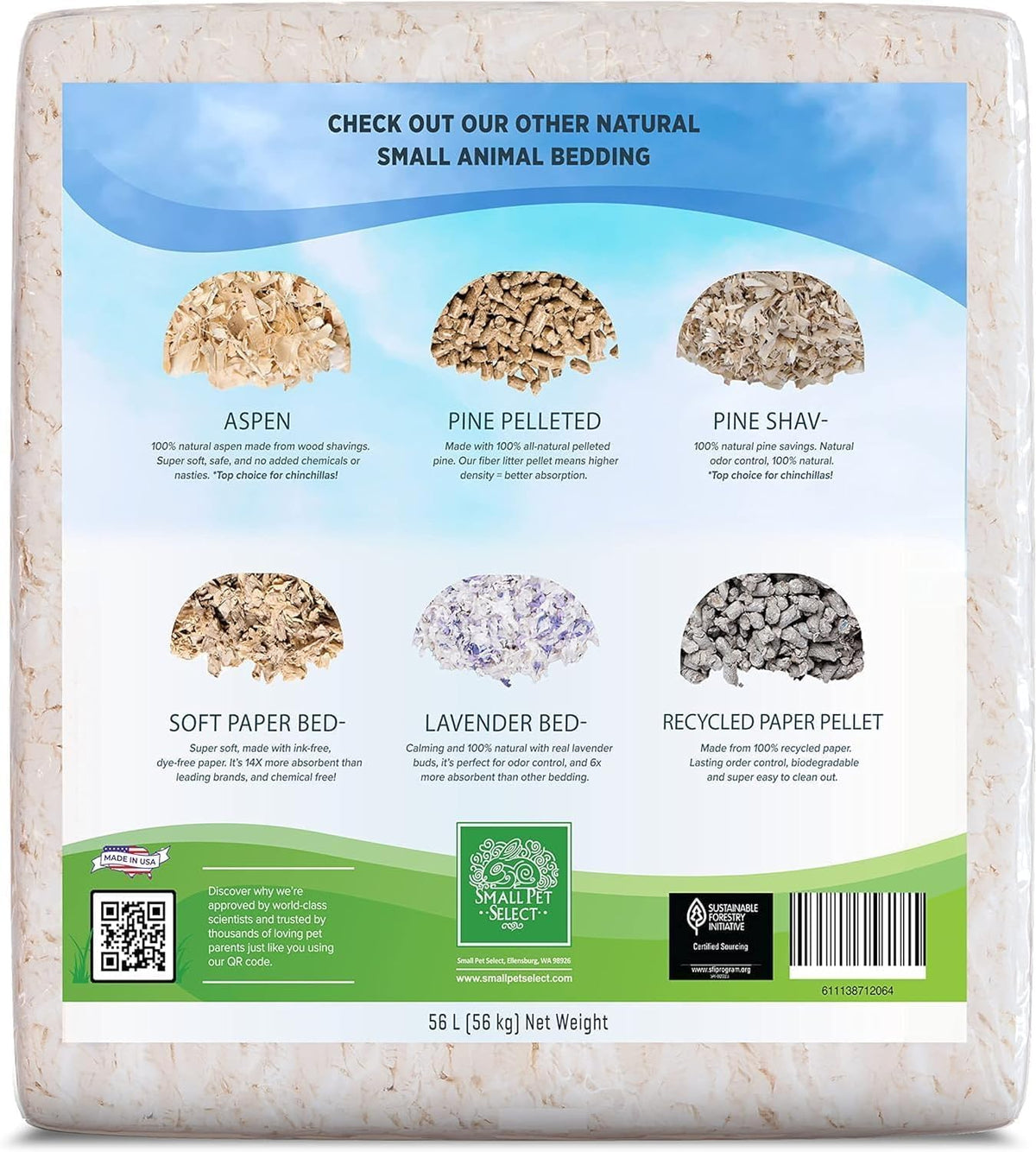 Small Pet Select White Paper Bedding, Guinea Pig, Odor Control, 56 L
