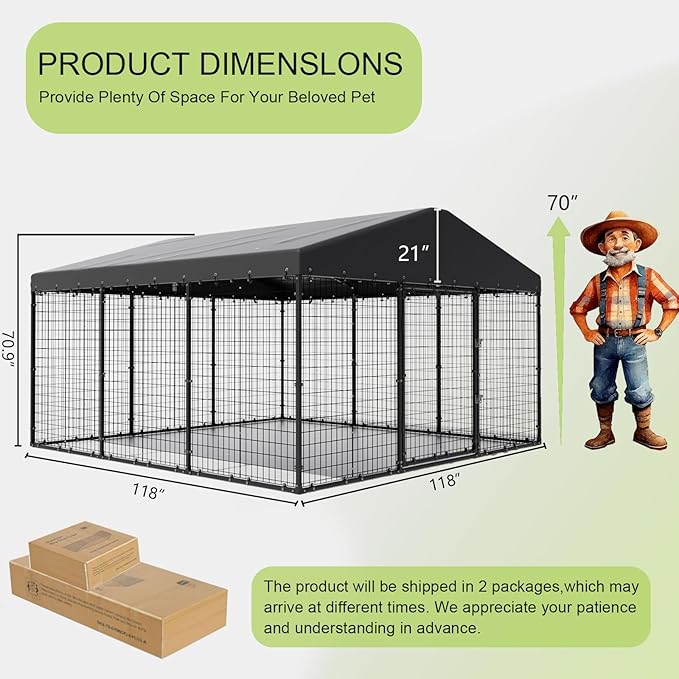 Gotland Dog Kennel Outdoor 10 x10 x6 FT, Dog Cage Outdoor - Image 3