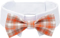 Segarty Dog Bow Tie, Adjustable Orange Plaid Bowtie Collar by Segarty