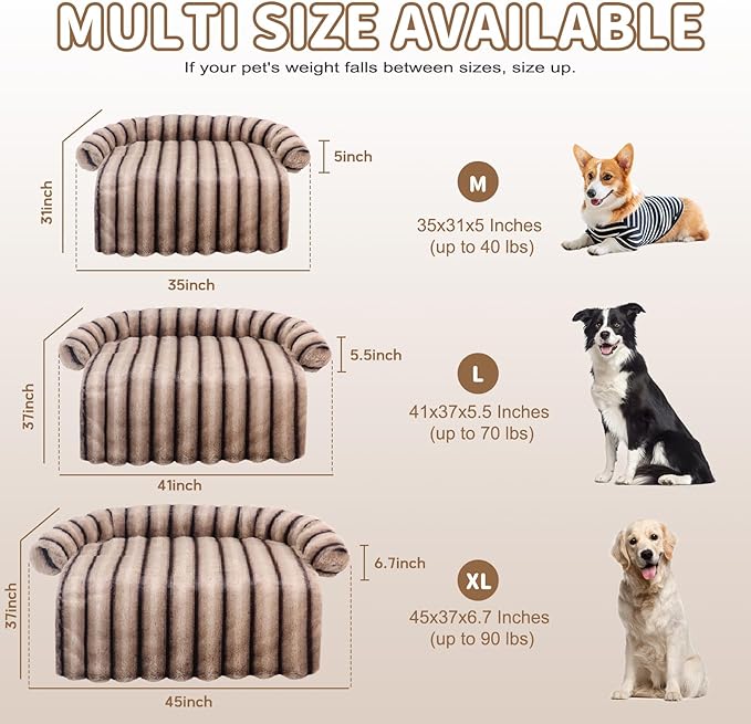 Large Dog Couch Bed, Fluffy Washable Couch Protector - Image 5