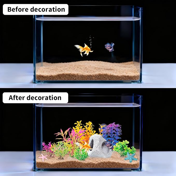 COMSUN 12 PCS Aquarium Decoration Cave Set, Ceramic Fish Tank Hideaway Rock - Image 5