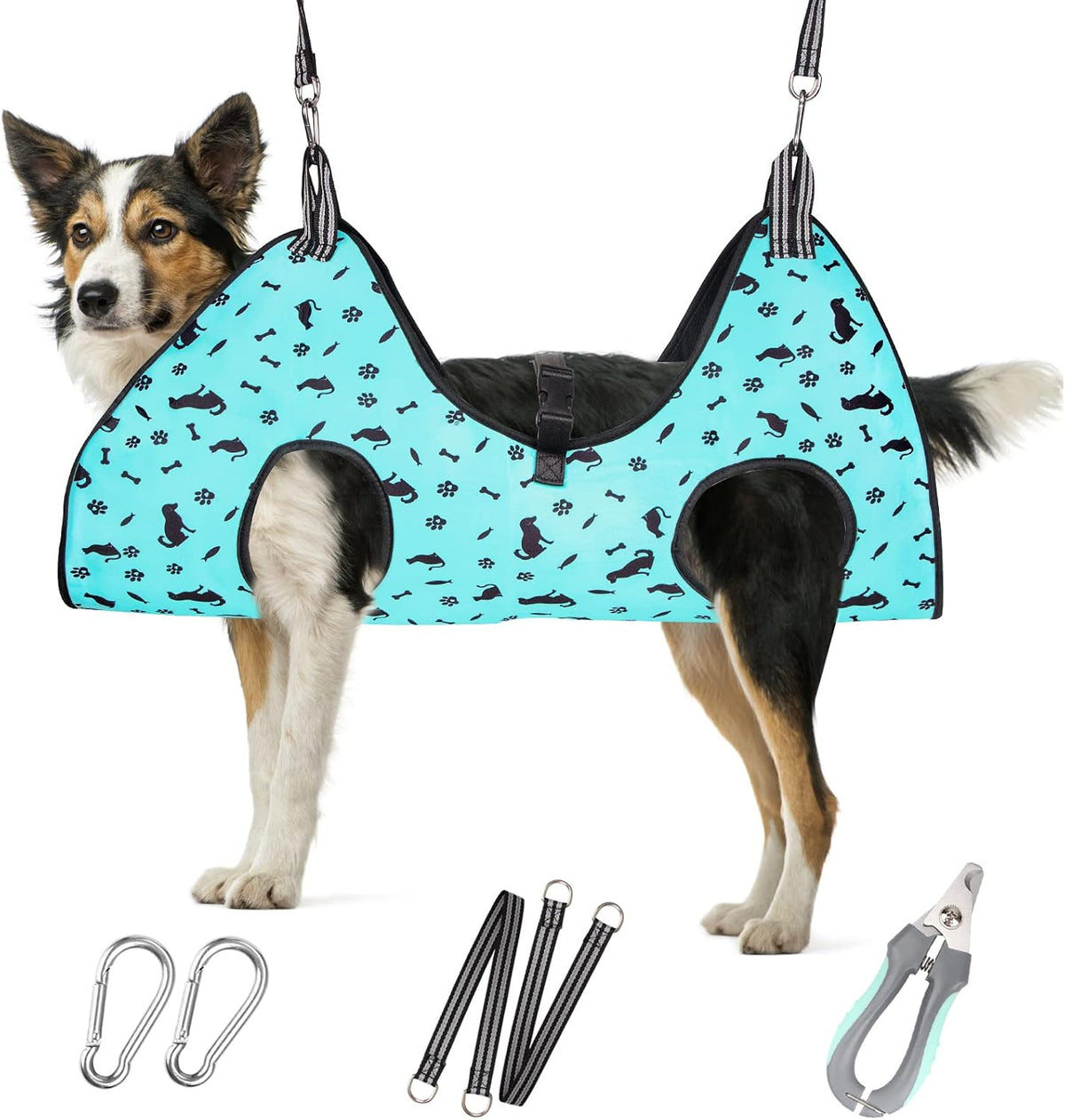 Pet Dog Grooming Hammock Harness for Medium Dogs Nail Trimming, Dog Sling for Cutting Nails, Dog Hanging Holder Hanger with Nail Clippers, Nail File, Scissors