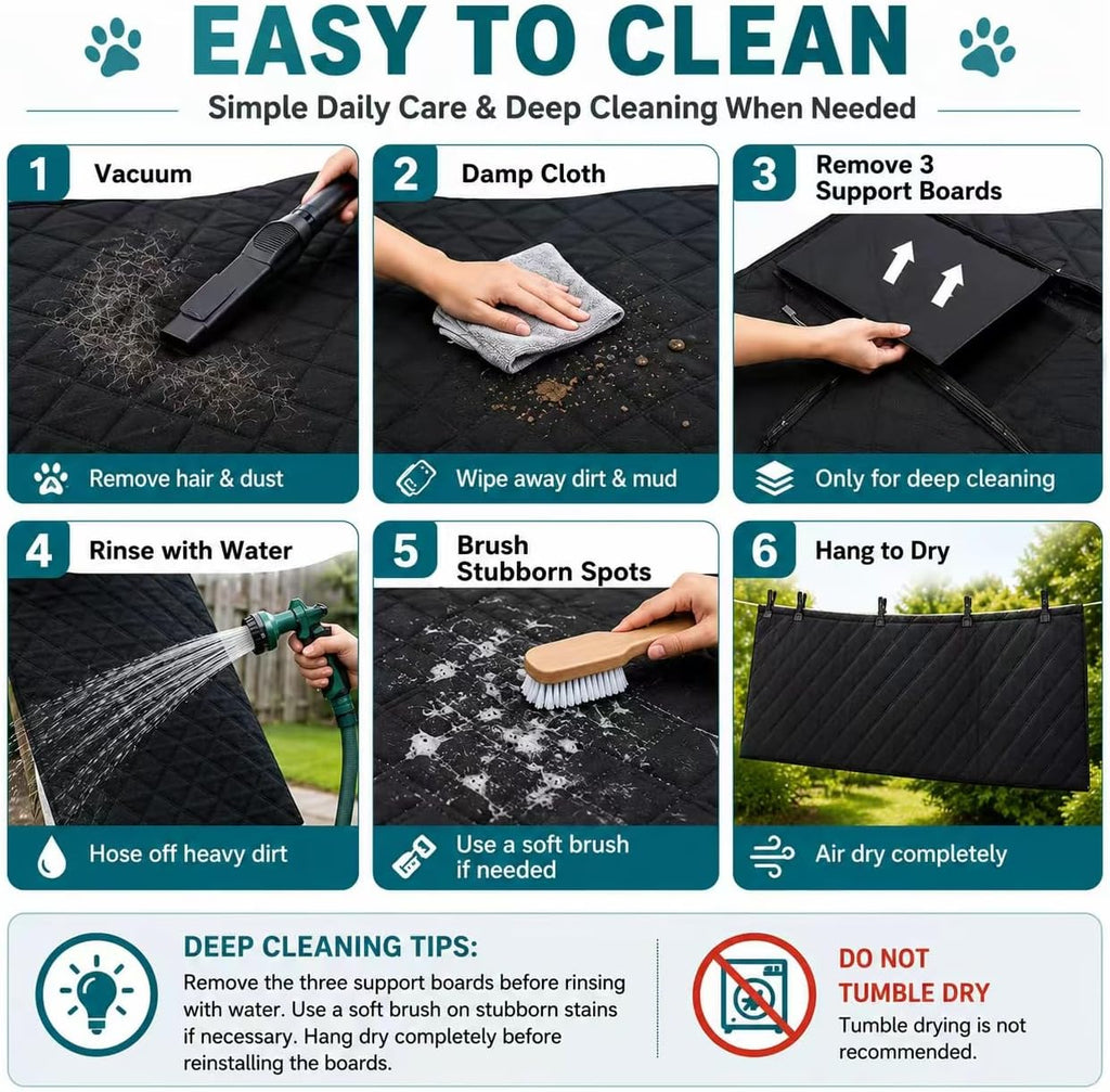 Bark Lover Dog Car Seat Cover for Back Seat – Heavy Duty Back Seat Extender for Dogs with Hard Bottom, 7-Layer Protection, Non-Slip & Scratchproof, Easy to Install (Red)