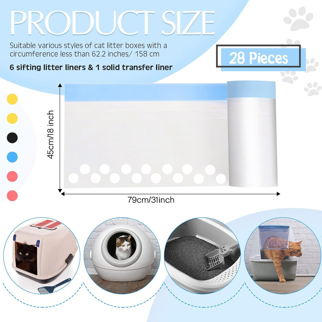 Jutom 28 Count Sifting Litter Box Liners, Cat Box Liners with Holes