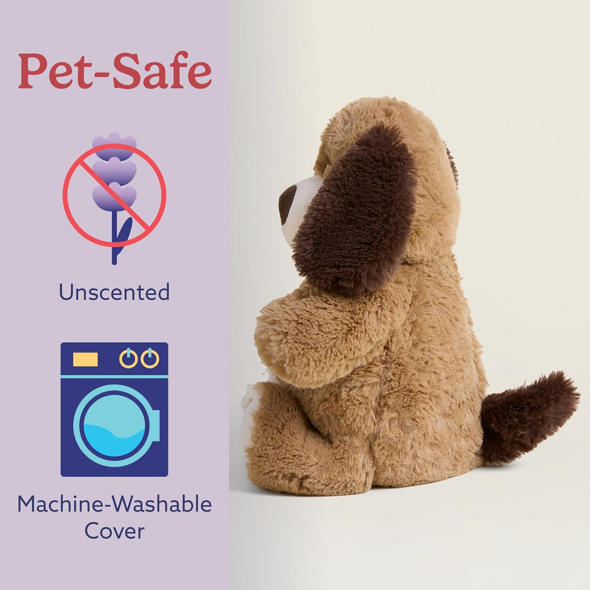 warmies Plush Toy Stuffed Animal for Dogs & Cats, Brown Dog - Weighted & Microwavable Calming Comfort Toy for Puppy Crate Training, Senior Dog - Dogs & Puppies