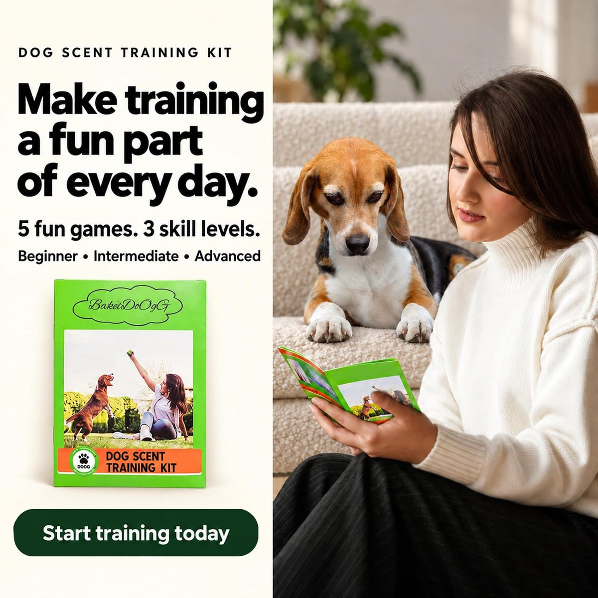 Dog Scent Training kit, Brain Games, Hide and Seek Toys - Fun Nose Work Games, Sniff and Seek Sniffing Toys, Nosework Kit, Scent Work Kit for All Ages Dog (Green)