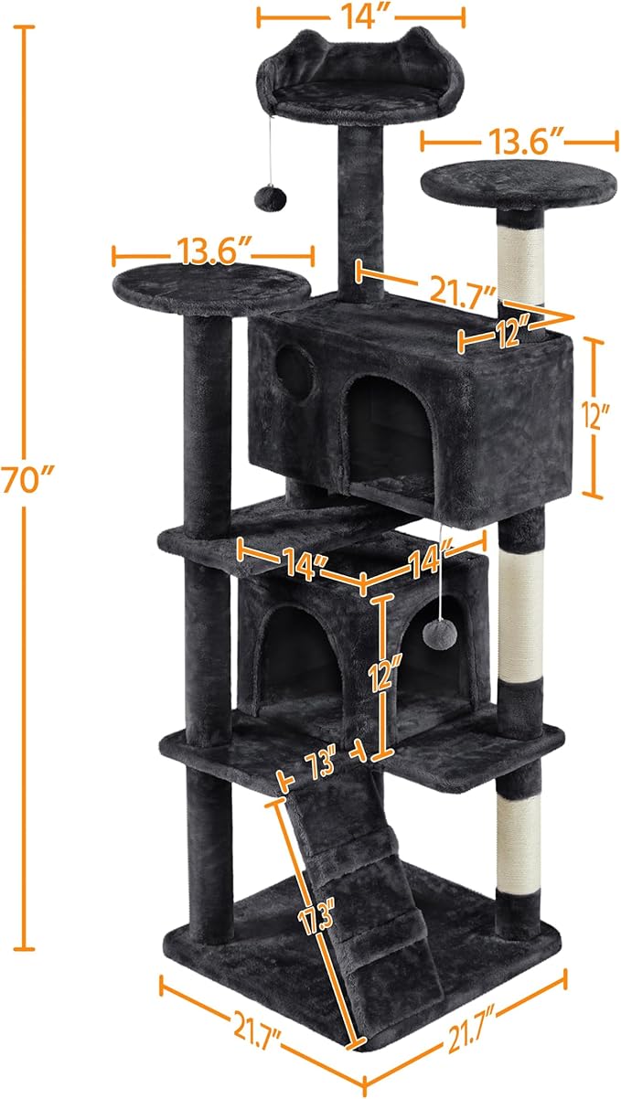 Yaheetech Multi-Level Cat Tree for Large Cats, - Image 4