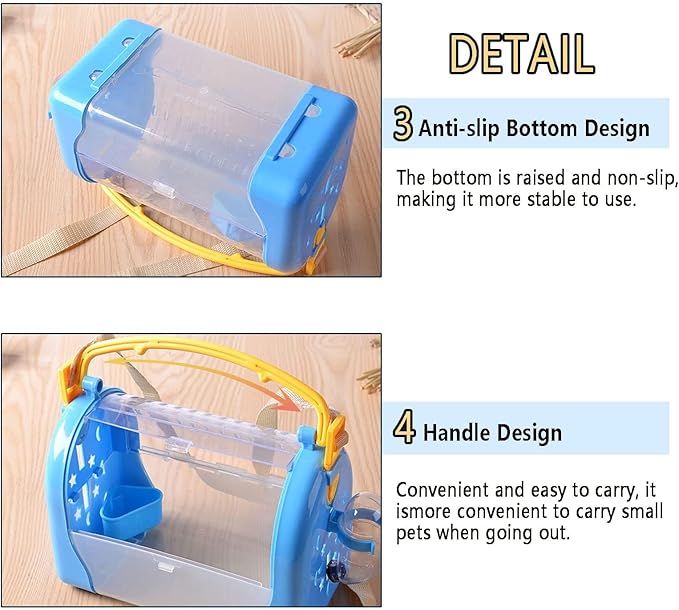 kathson Portable Hamster Cage Dwarf Hamster Carry Travel Cage - Image 4