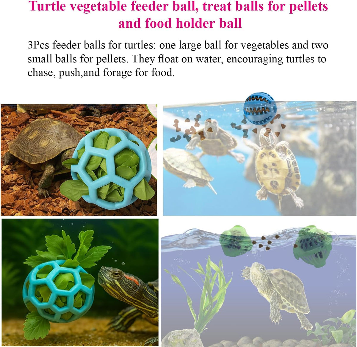 14PCS Aquatic Turtle Tank Accessories Set – Interactive Treat Balls, Floating Feeders & Enrichment Toys for Aquatic Turtles and Tortoises, Turtle Tank Decor