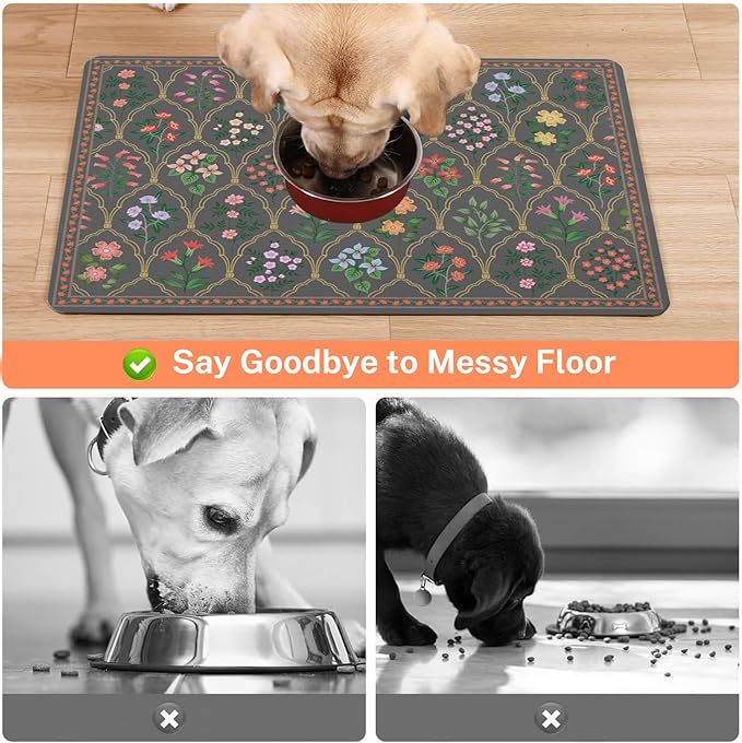 Absorbent Pet Dog Bowl Mat for Food and Water, Pet Cat Food Feeding Mat - Image 3
