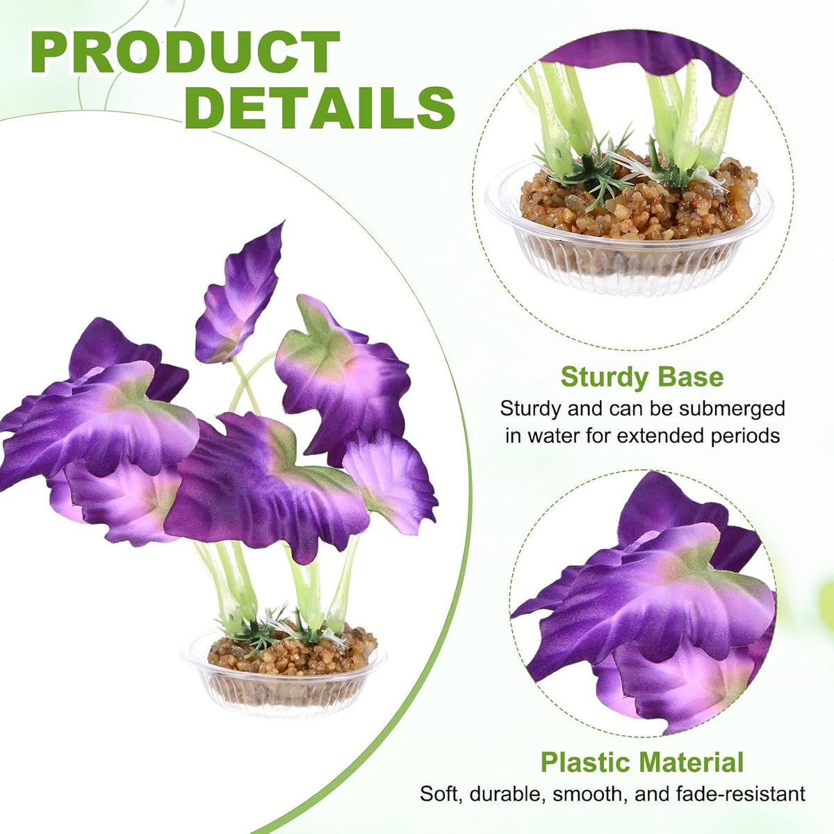 M METERXITY 2-Pack Aquarium Plant, Small Plastic Artificial Plant Water Grass Fish Hide Accessories for Aquarium Decoration/Fish Tank Decoration/Terrarium [Style 4, Purple]