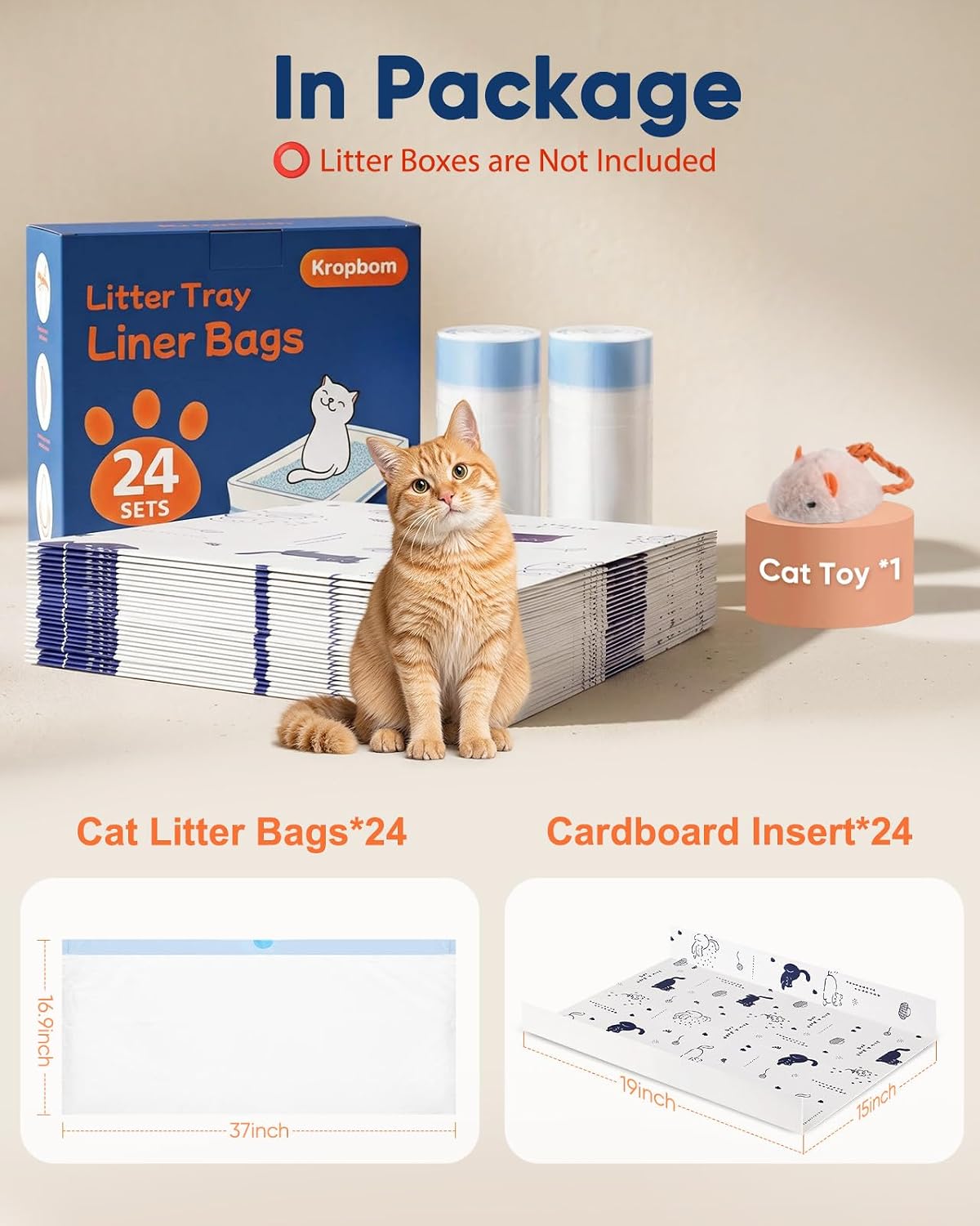 24 Pack Litter Box Liners Compatible with Safe Pets Scoopfree, 37"x16"