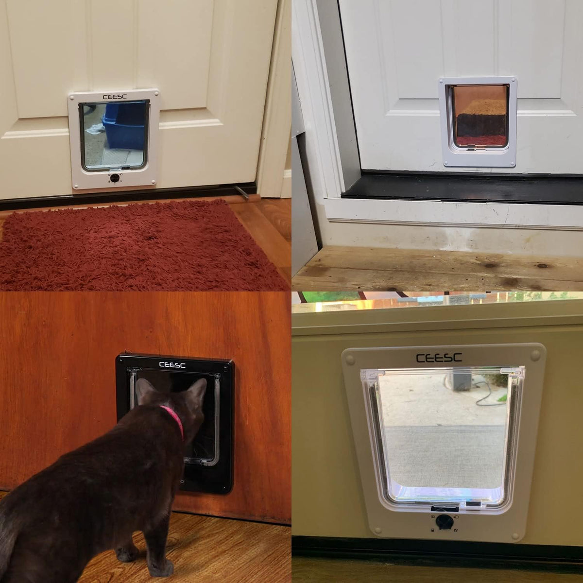 CEESC Medium Cat Door for Interior/Exterior, for Pets <15.75", White