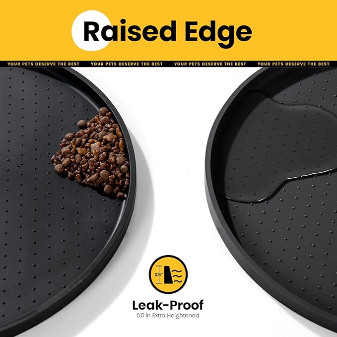 Dog Food Mat, 1/2 Inch Raised Edges Cat Feeding Mat - Image 2
