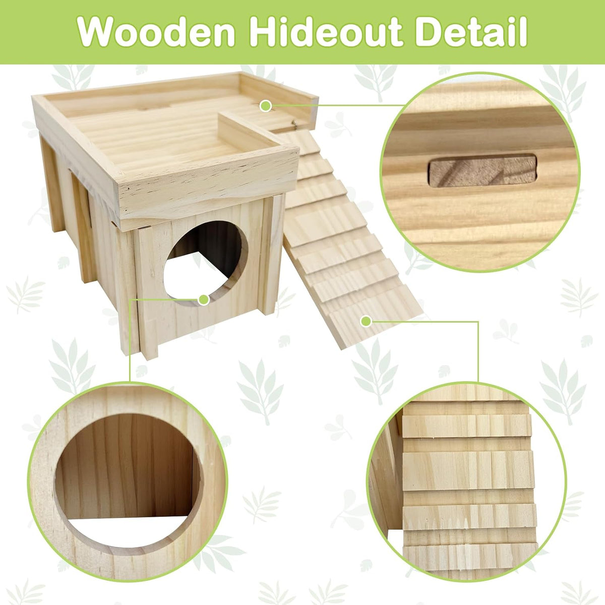 BNOSDM Wooden Hamster Hideout Set Multi Chamber Cage Accessories and Ladder