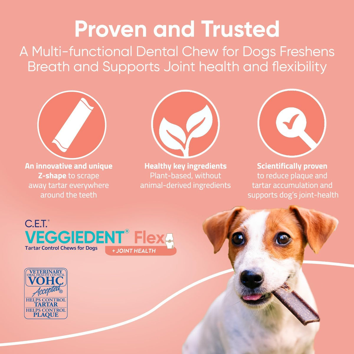 C.E.T. Veggiedent Fr3sh & Flex Plaque and Tartar Control Chew for Dogs, XS