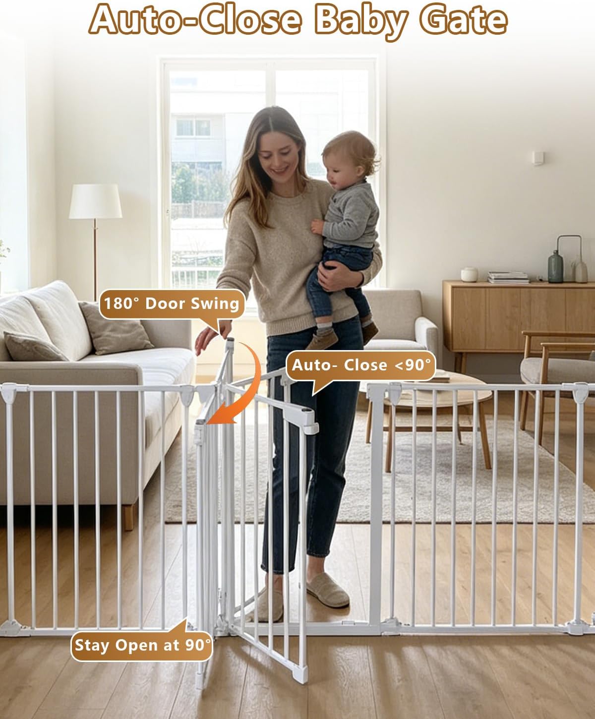 33-80" Extra Wide Baby Gate for Large Openings & Awkward Spaces, 30" Tall