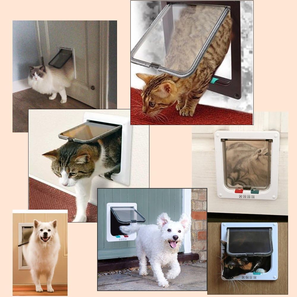 XL Cat Doors Outer Size 11" x 9.8" 4-Way Locking Indoor Pet Door for Interior Exterior Door Wall Window, Weatherproof Cat Flap for Kittens & Dogs Easily Install