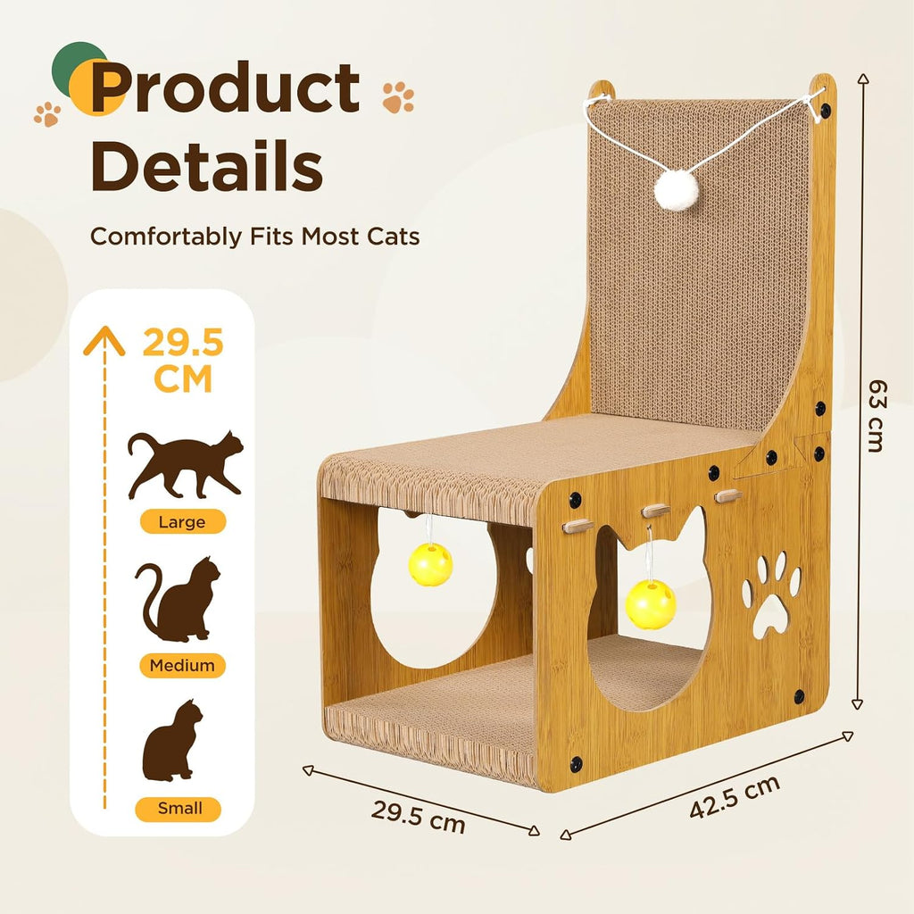 Gimars Cat Scratchers, Vertical Cat Scratcher & L Shaped Cat Scratching Board with Toy Balls, Cardboard Scratch Pad for Cats, Furniture Protector, Cat Scratchers for Indoor Cats