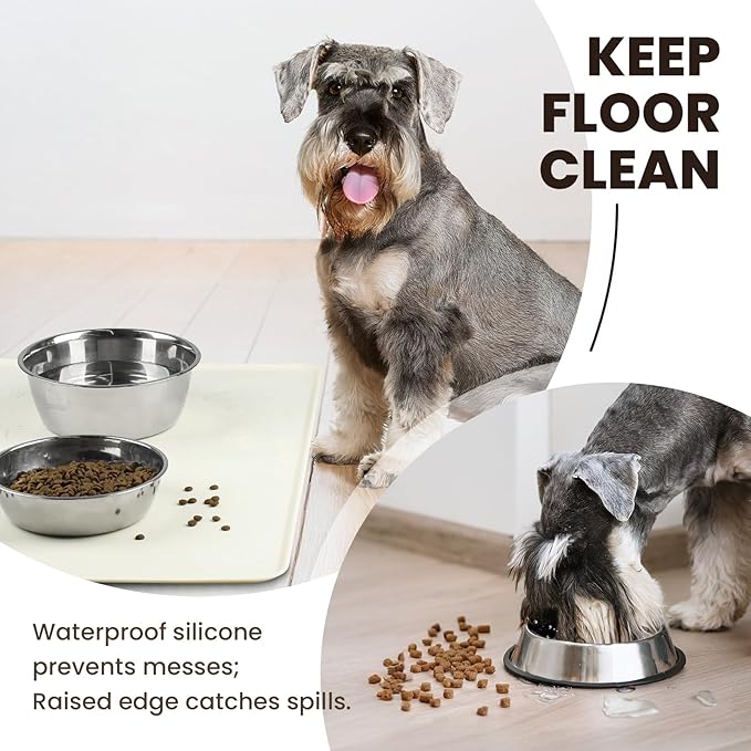 VIVAGLORY Dog Food Mat Flexmat Dog Bowl Mat, Placemat Food Tray - Image 2
