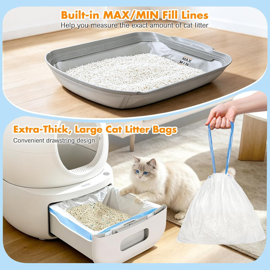 BKNOOU 2 Pack Self Cleaning Litter Box Waterproof Pads with 30 Liners
