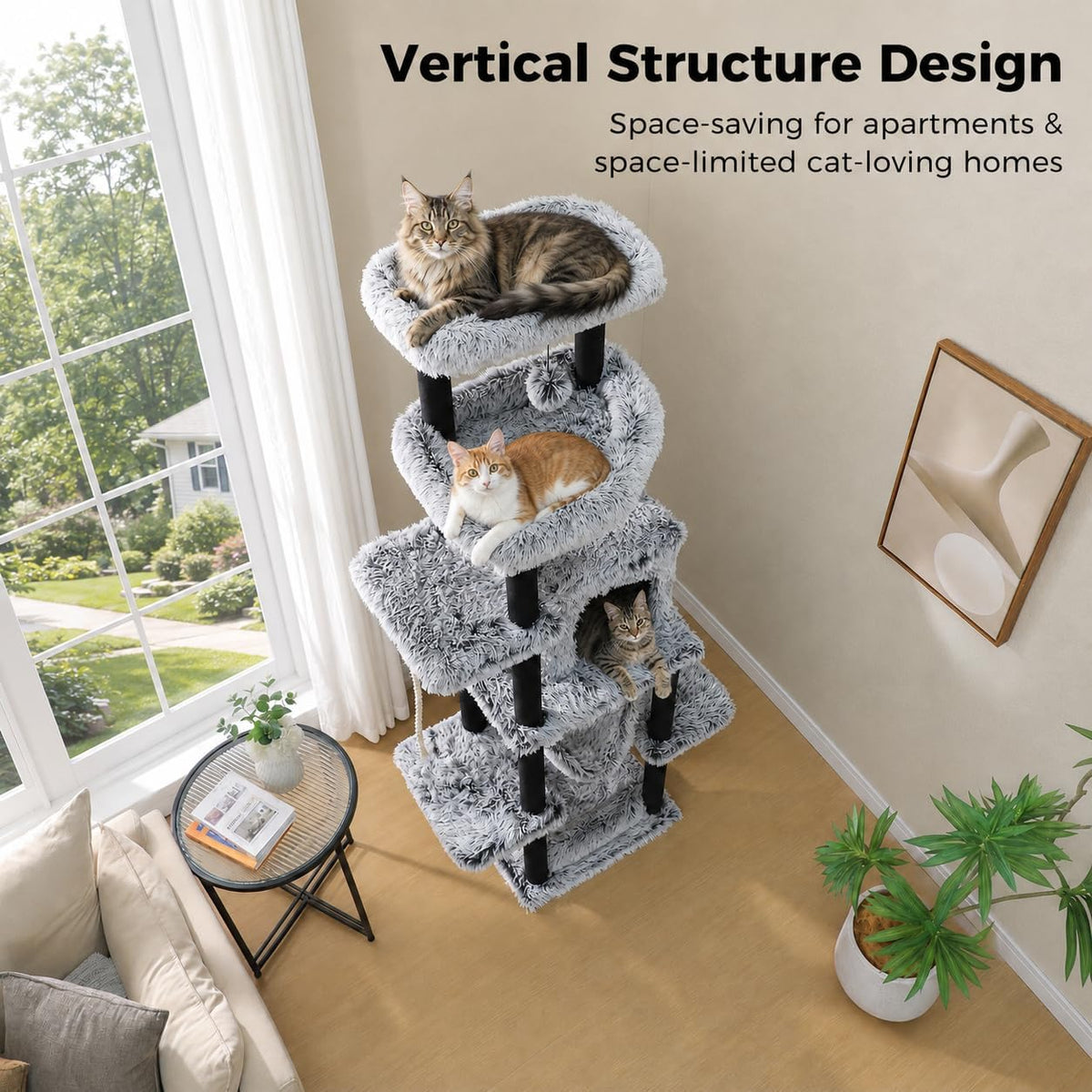 MUTTROS 73in Heavy Duty Cat Tree Tower for Large Cats, Soft Long Plush