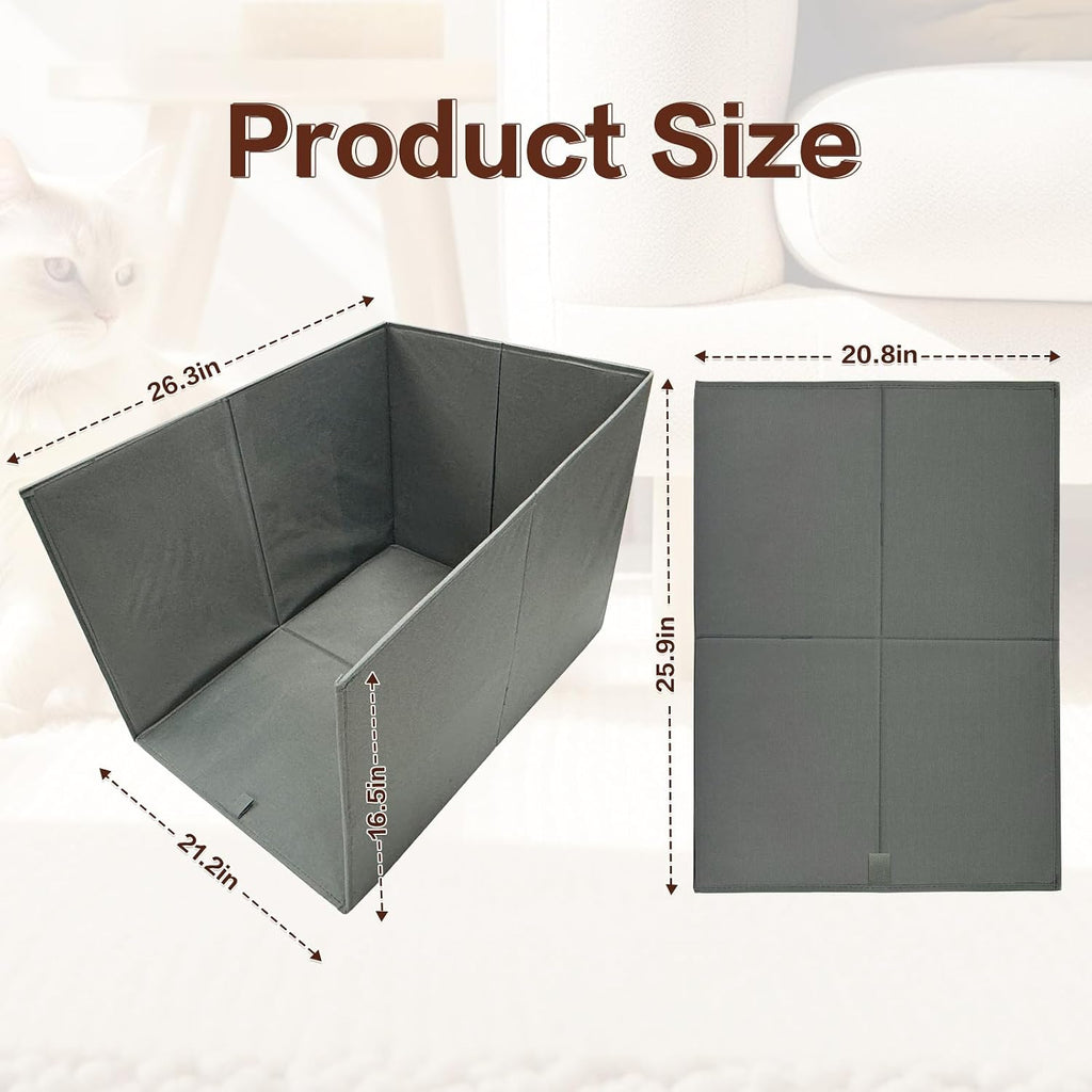Cat Litter Box Enclosure Splash Guard Large Foldable Removable Mat, Tall for Litter Contained High Side Out Litter Box Keeping Litter Off Floor Easy Clean (26.4 * 21.3 * 16.5 inch)