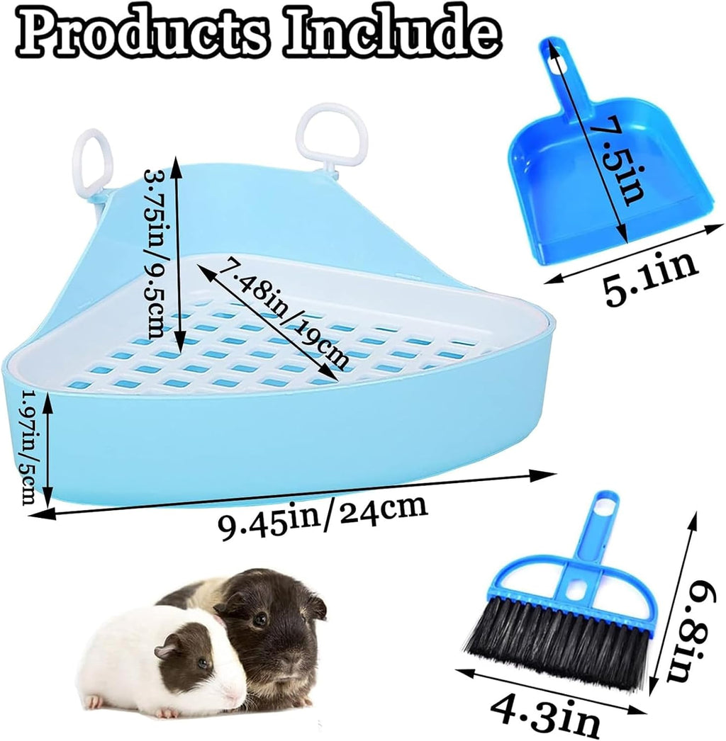 Hamiledyi Guinea Pig Potty Trainer Corner, Small Animals Triangle Plastic Litter Box, Bedding Litter Box Pee Pan Tray Toilet for Hamster Gerbil Bunny Ferret Chinchilla Hedgehog (Blue)