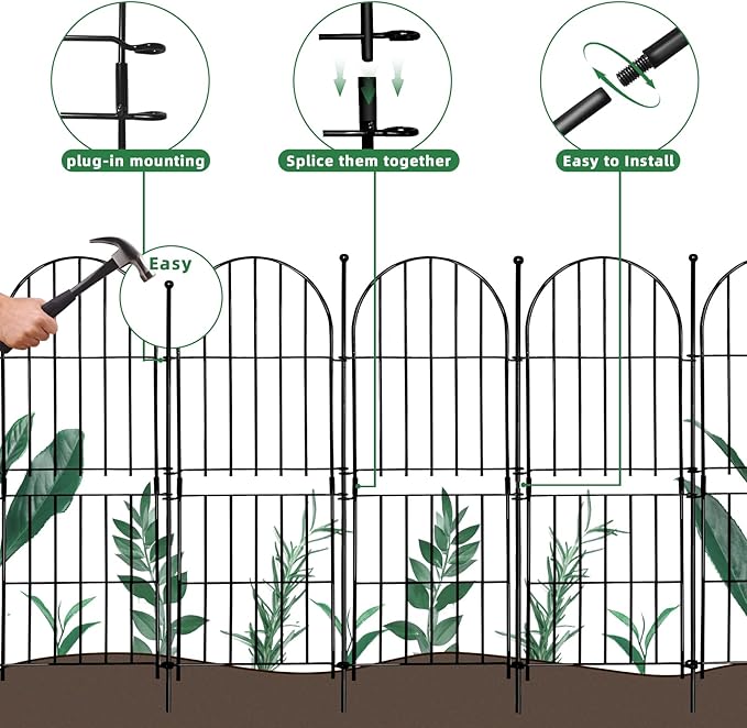 Decorative Garden Fence 31in x10ft, 10 Pack No Dig Fence Animal Barrier - Image 4