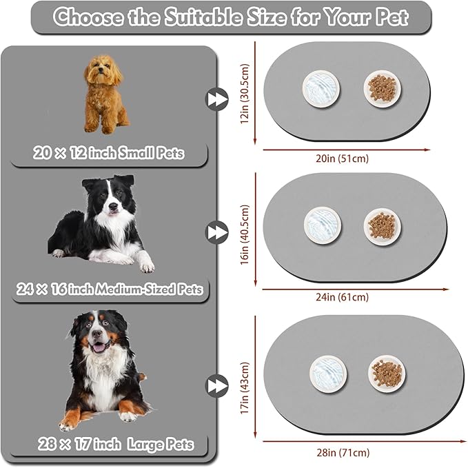 Dog Food Mat 20''x12'', Small Pet Feeding Mat, Non-Slip Rubber Pet Food Mat - Image 4