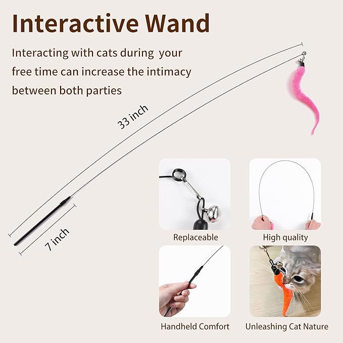 Interactive Cat Toys, 1 Interactive Wand, 8 Assorted Teaser Refills and 3 - Image 5