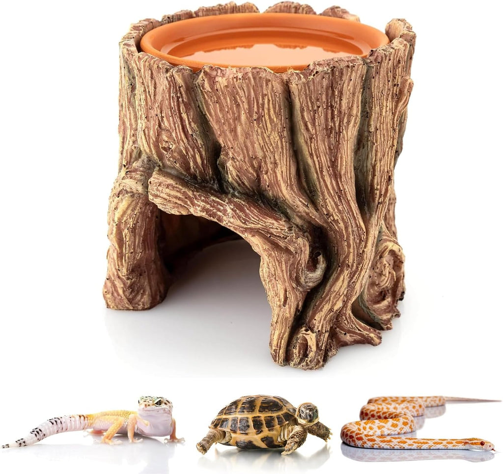 Reptile Hide Cave Hideout Habitat House Decor with Clay Water Basin