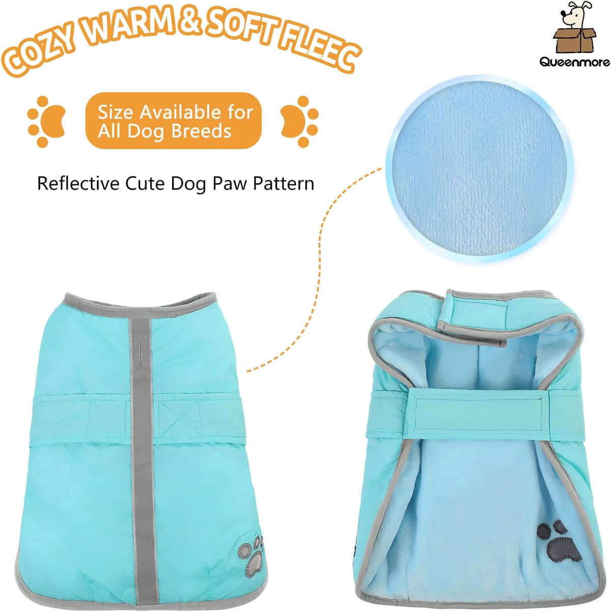 Queenmore Dog Winter Coat, Cold Weather Dog Jackets for Samll Dogs