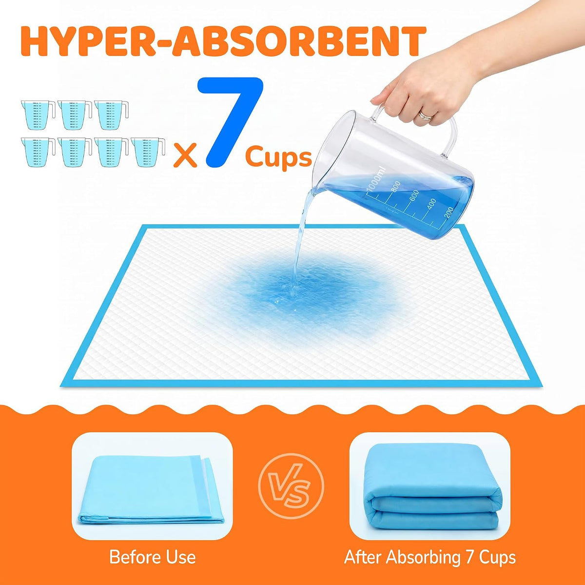100 Count Puppy Pads 28"x34", Extra Large, Super Absorbent