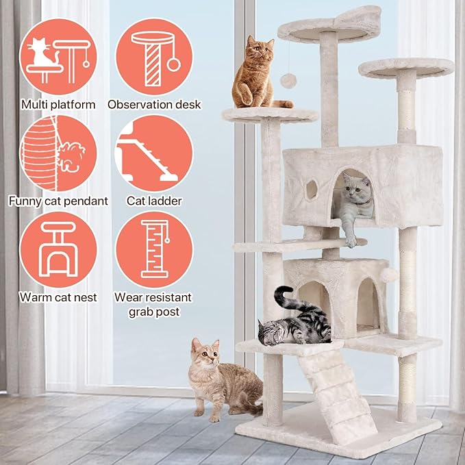 54in Cat Tree Cat Climbing Tower - Image 6