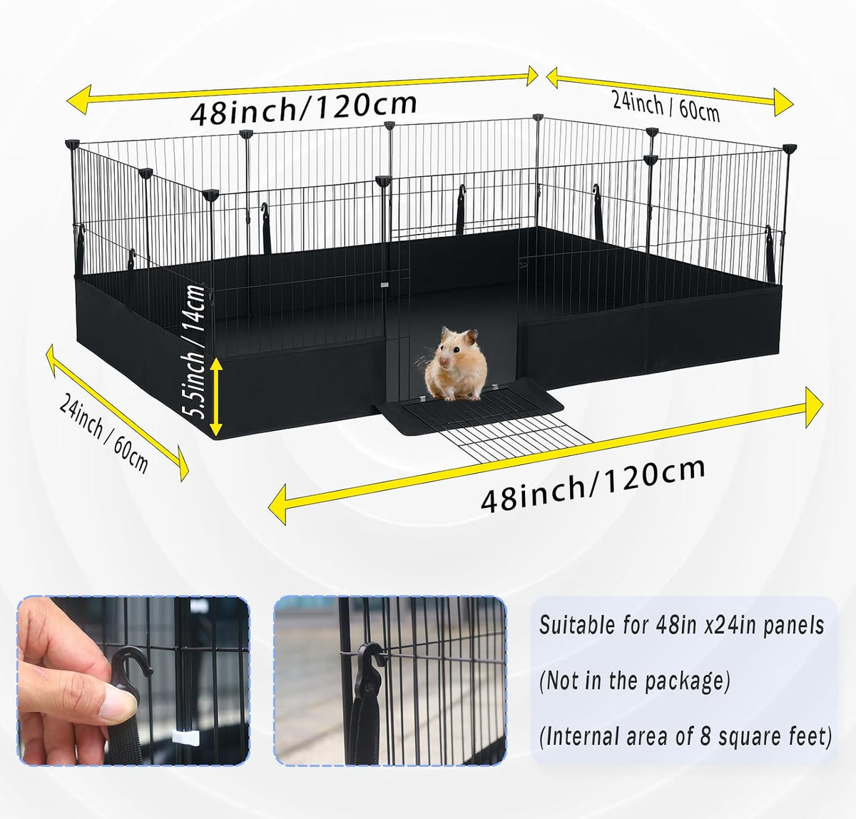 Guinea Pig Cage Liner, with Open Door Design, 48" L x 24" W