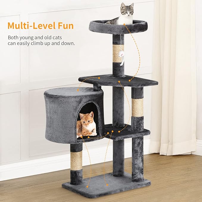 BestPet | 36" Cat Tree Tower | Light Gray | Sturdy Multi-Level Cat Tree - Image 5
