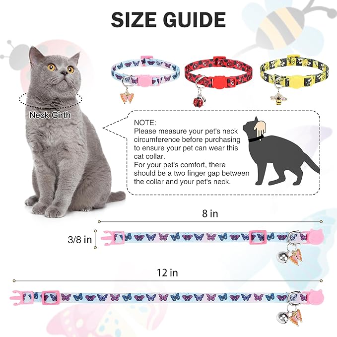 Cat Collar Breakaway with Bells, 3 Pack Spring Flower Cat Collars - Image 6