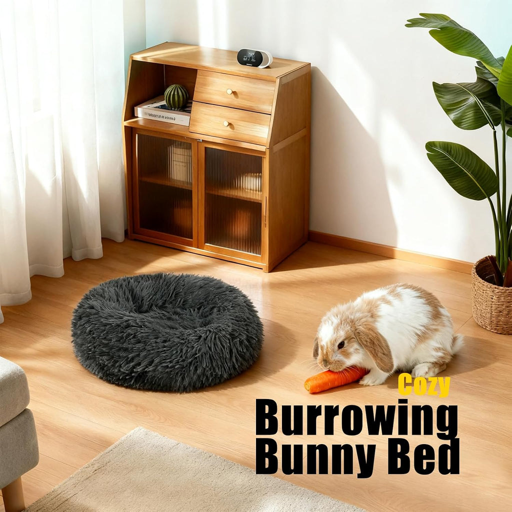 Bunny Rabbit Hideout Bed Small Animal Bedding Donut-Shaped Burrowing Pet Bed Soft and Warm Hideaway with Spandex and Fleece Bottoms Cozy Carrier, Cage Accessories