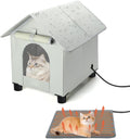 Heated Cat Houses in Winter Waterproof, Elevated Heated Outdoor Cat House Insulated Outside Feral Cat House Shelter with Escape Door for Cats or Small Dogs (Grey, Small (13.4"x16.9"x18.5"))