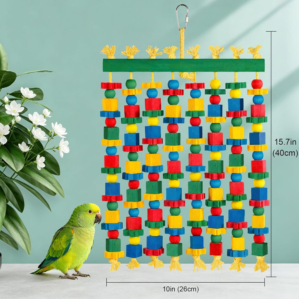 Large Parrot Toy, Natural Wood Bird Toys Bird Chewing Toys for Macaws, African Grey, Cockatoos, Amazon Parrots, Conures, Lovebirds, Budgies