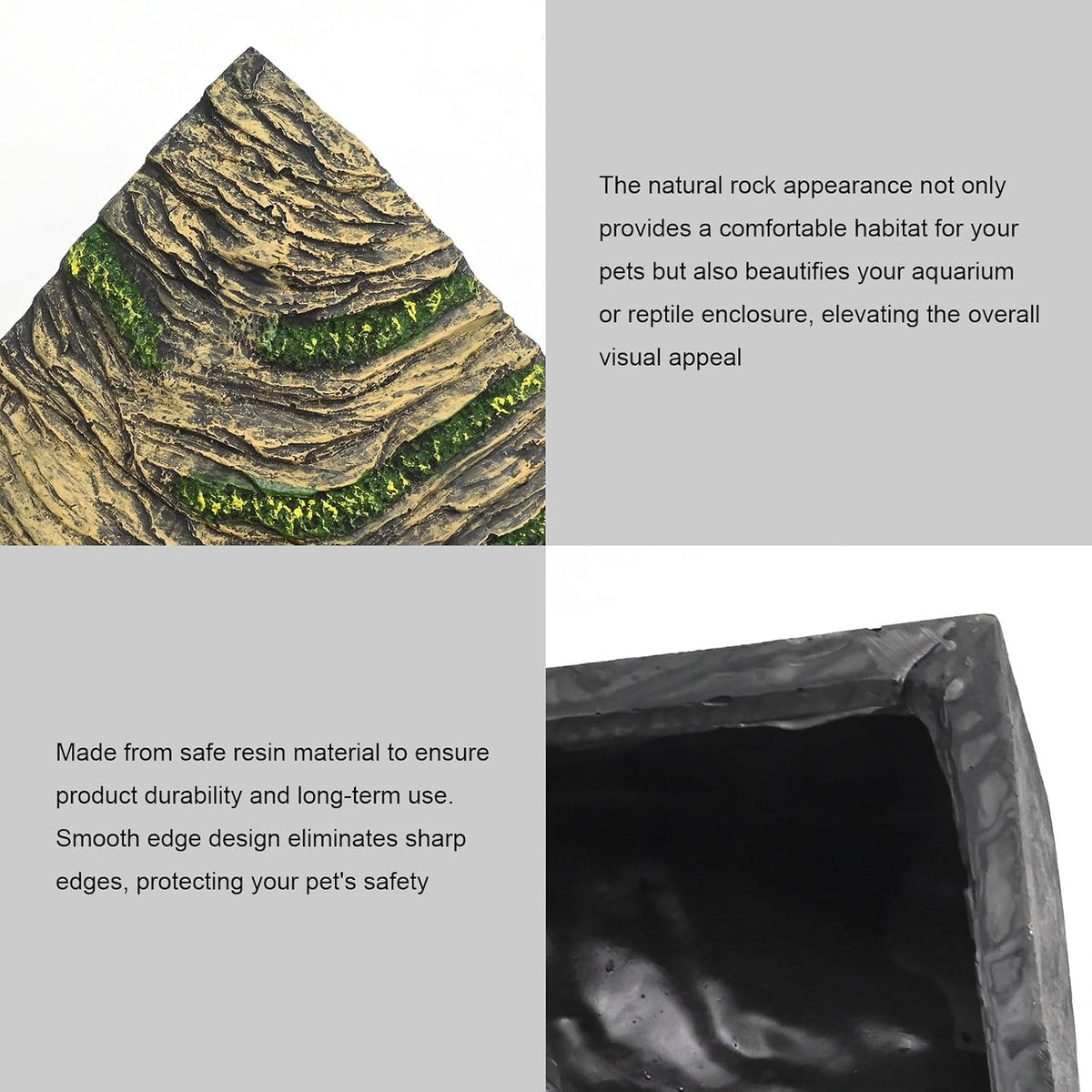 EATAKWARD Gecko Hide Shale Scape Step Ledge, Reptile Cave Hideout Tank Accessories Decorations, Ideal for Reptiles, Amphibians, Leopard Gecko, Lizard, Frogs, Turtle (Like Stone, 6 * 6 * 4inch)