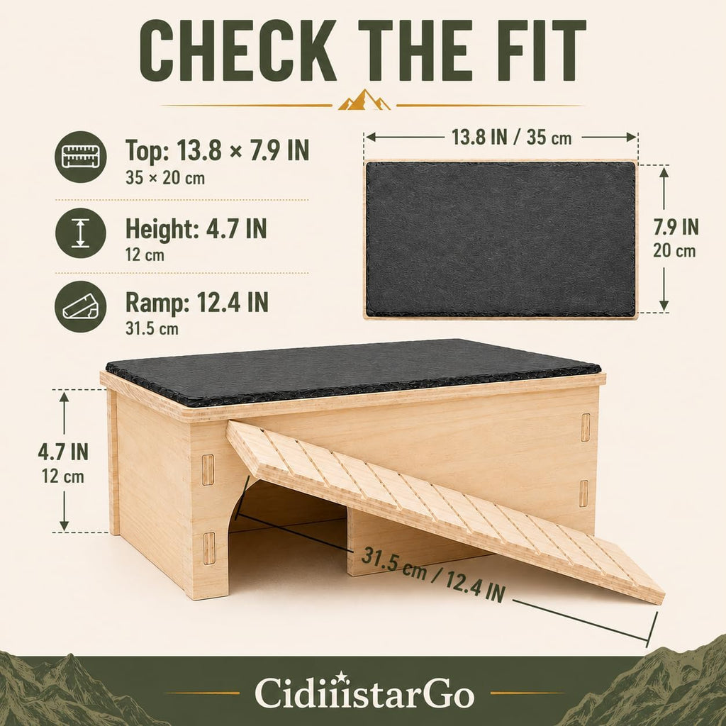 Bearded Dragon Basking Platform with Hideout Ramp & Slate Top
