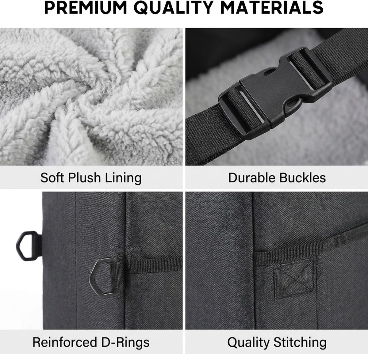 Small Dog Center Console Car Seat, Portable Carrier Bed with Safety Tether