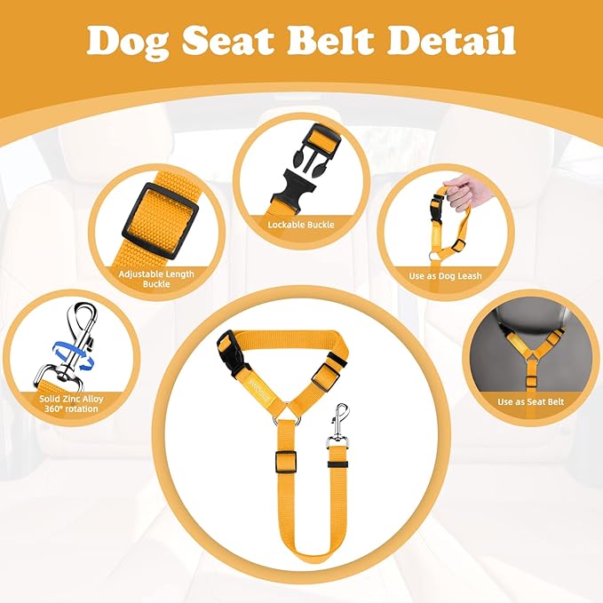 BWOGUE Pet Dog Cat Seat Belts, Car Headrest Restraint Adjustable Safety Leads - Image 3