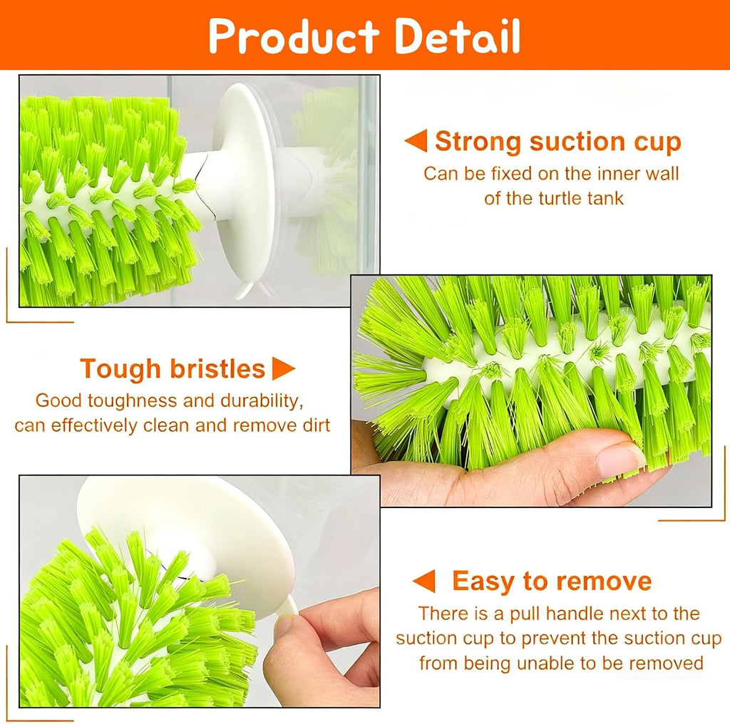 3 Pcs Turtle Tank Accessories, Tortoise Brush with Suction Cup, Feeder Ball