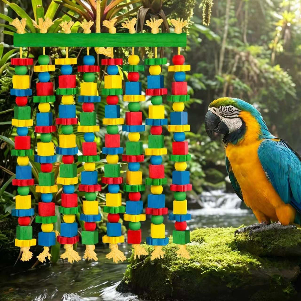 Large Parrot Toy, Natural Wood Bird Toys Bird Chewing Toys for Macaws, African Grey, Cockatoos, Amazon Parrots, Conures, Lovebirds, Budgies