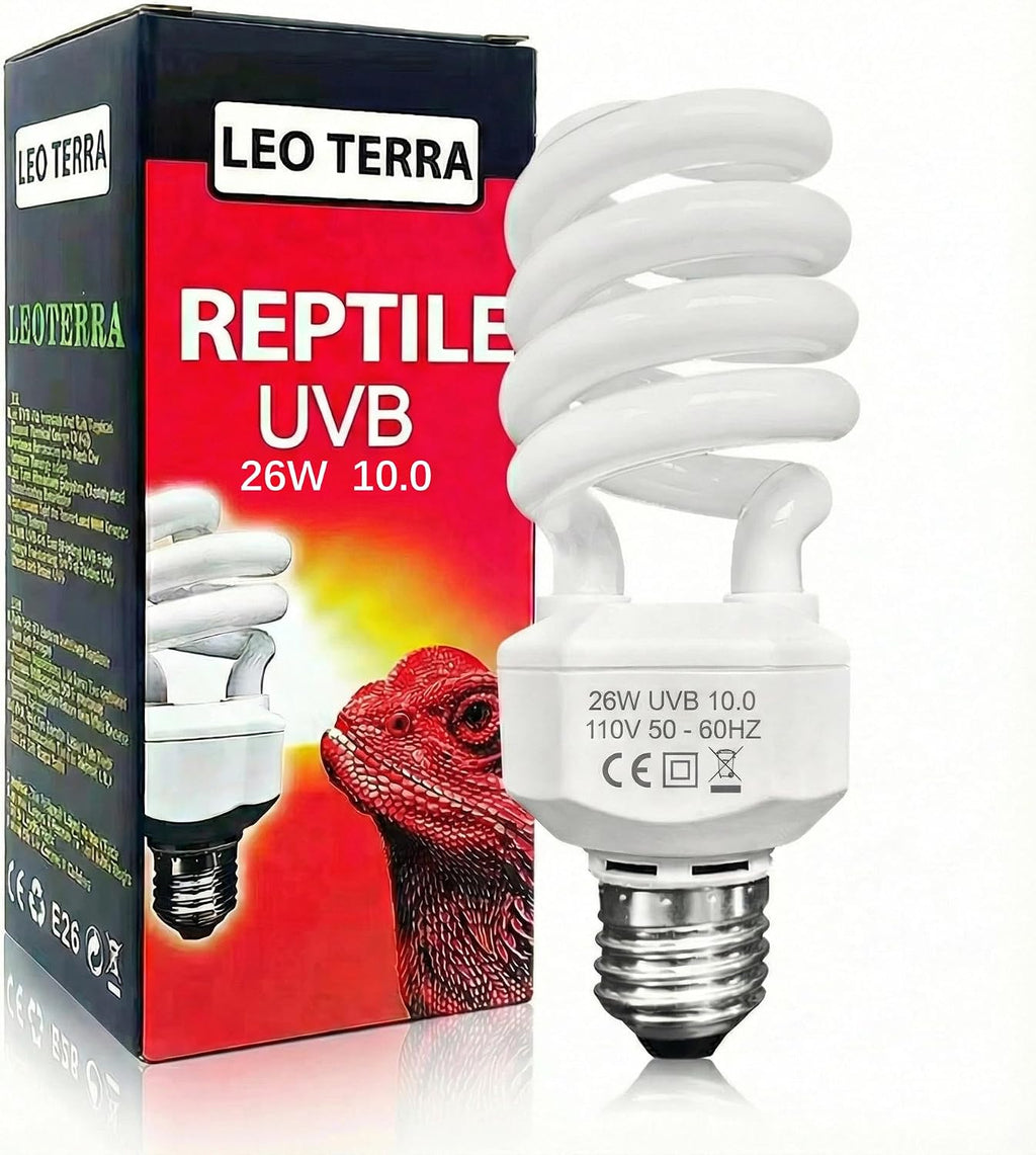 Leoterra Reptile UVB Light, Desert UVB Light for Reptiles, 26W 10.0 Reptile UVA UVB Bulb, UVB Bulb for Reptiles Bearded Dragons Lizards Tortoises Snakes