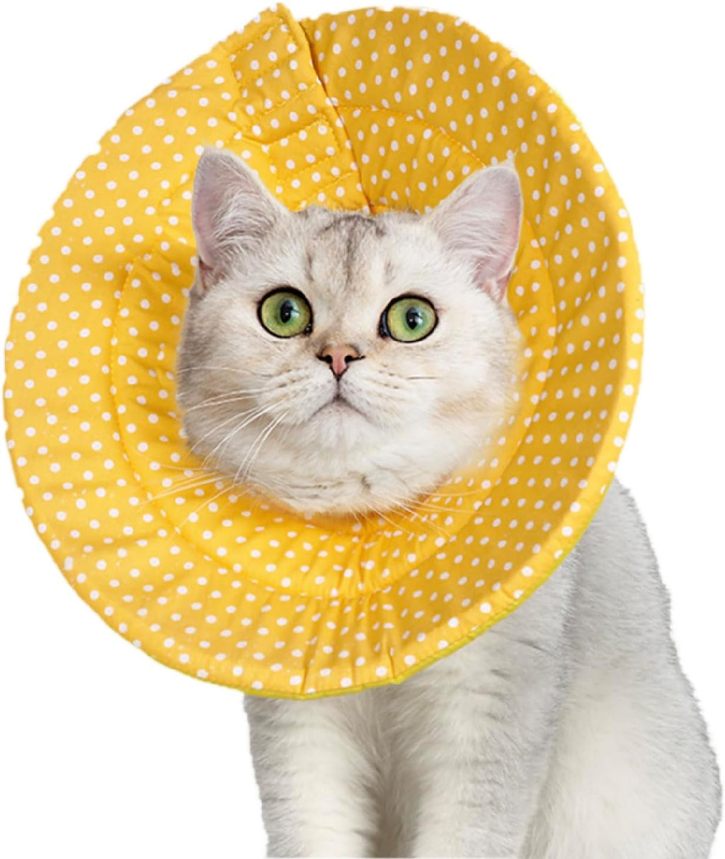 Soft Recovery Cone for Cats, Adjustable Post-Surgery Protective Collar, Comfortable Elizabethan Collar for Cats, Kittens, and Puppies to Prevent Wound Licking, E-Collar (美/首巻/粉/L)